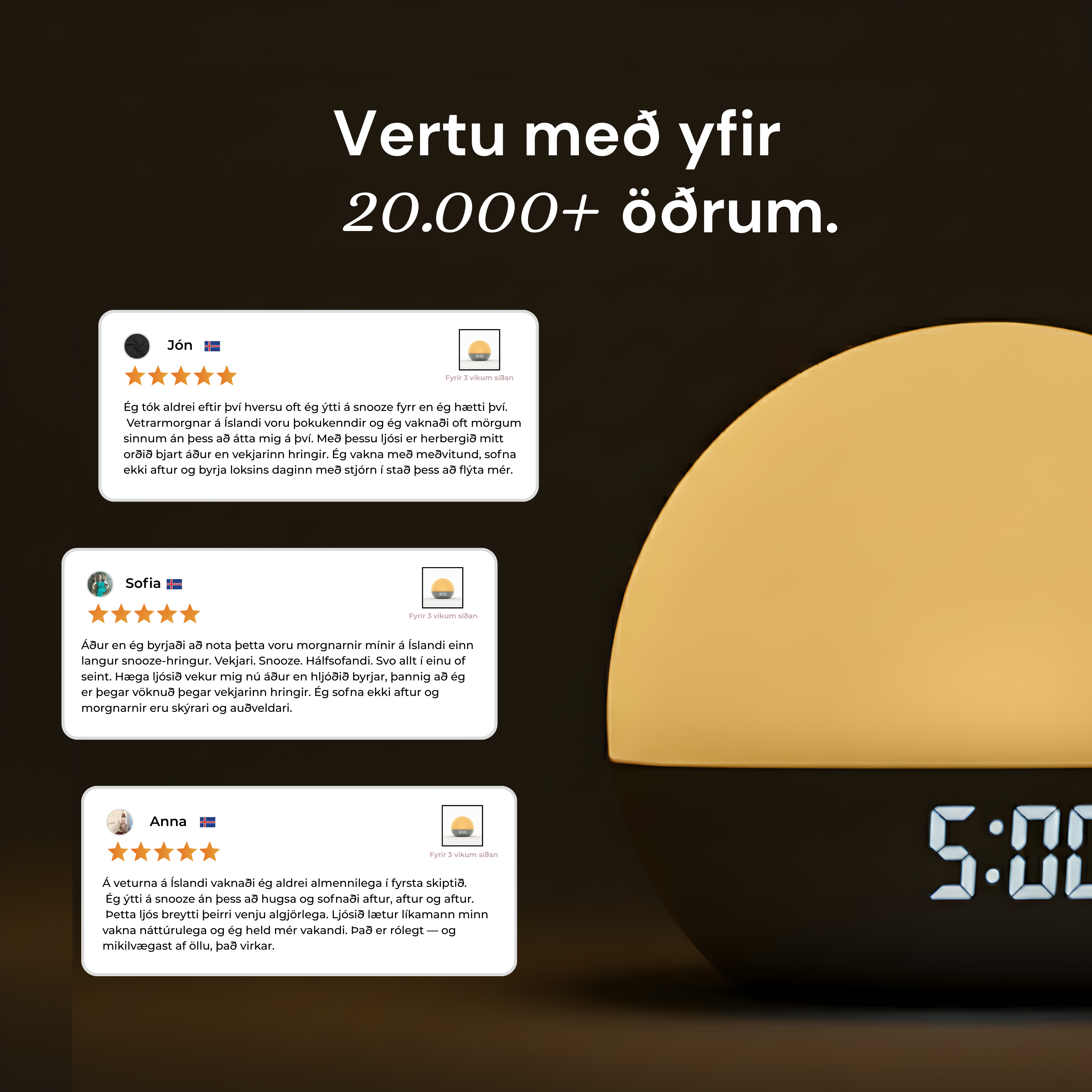 Sólarupprásar-vakningarklukka